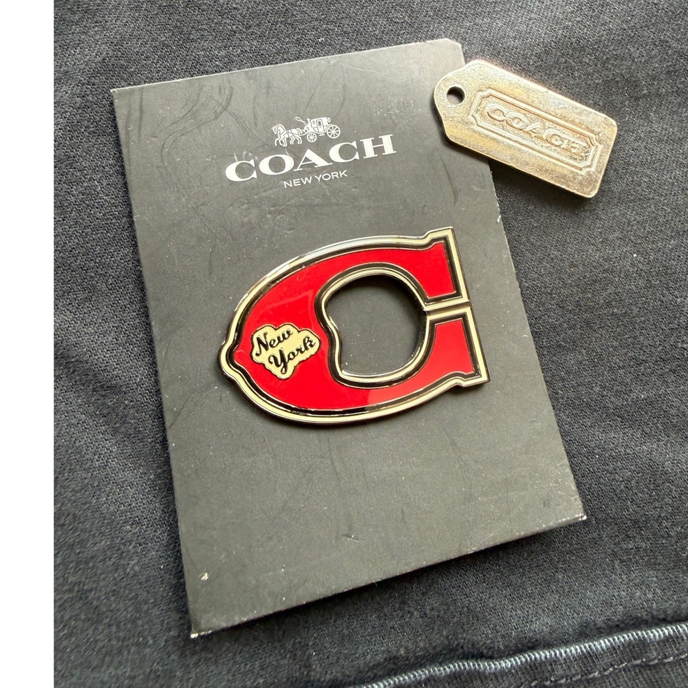 Coach New York Red Enamel Varsity C Logo Pin - New York Heart 212089JAX